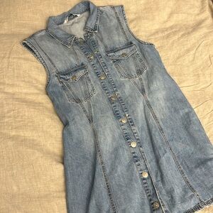 ZARA Short-Denim Button Snap Dress - TikTok Famous Dress - Size Large